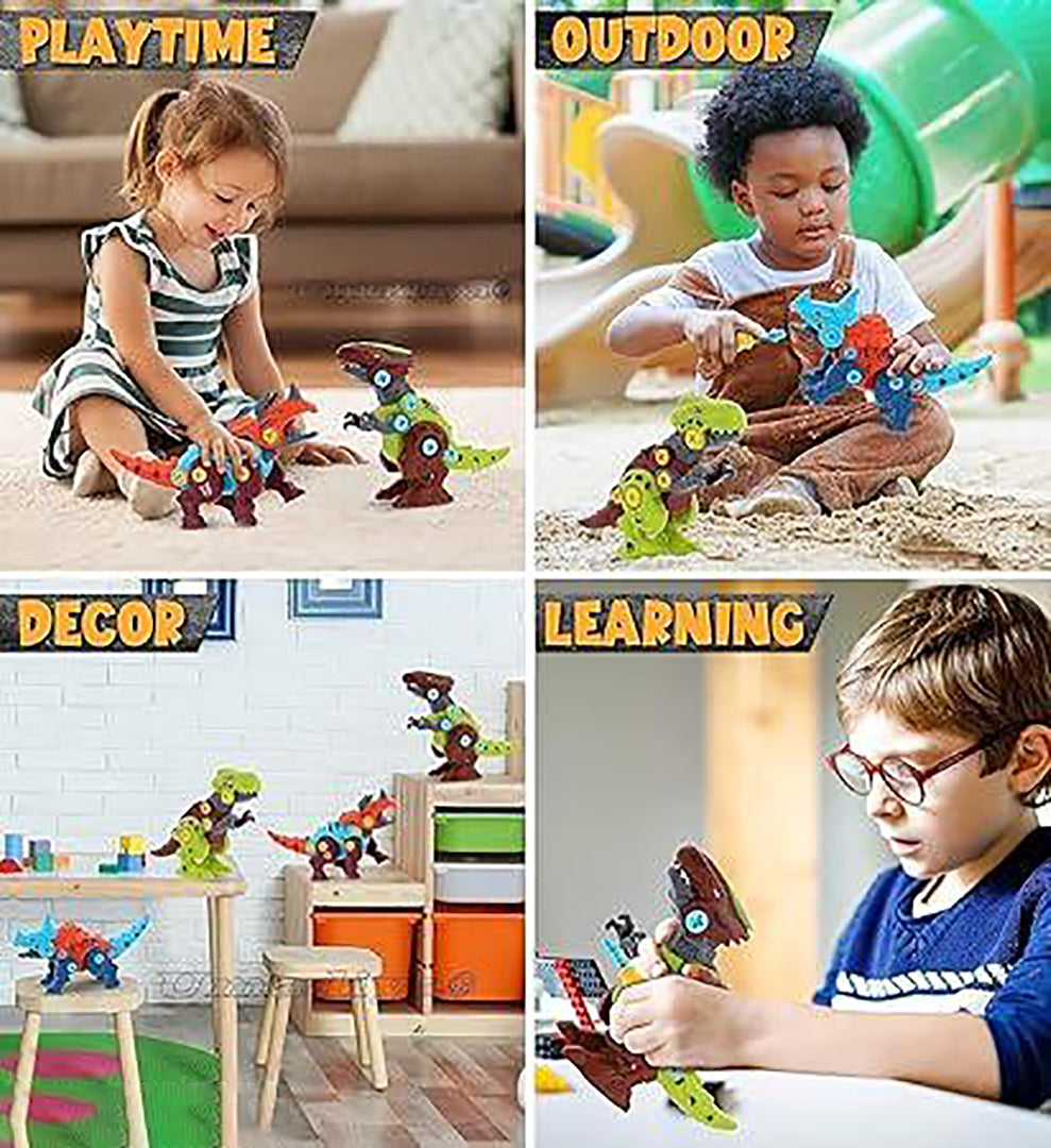 Dinosaur Toys Pack Of 3 Dinosaurs Dino Kids Building Learning Toys Stem Toy For Boys And Girls Image 3