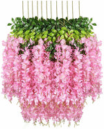 Well Art Gallery Pack 36 Feet Artificial Wisteria Vine Ratta Hanging Garland Silk Flowers String Home Party Wedding Decor Pink Set Of 6 Image 2