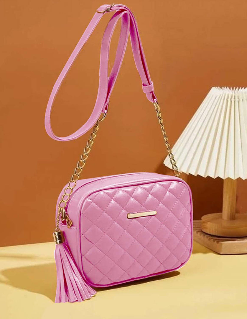 Handbag For Women And Girls Stylish Pink PU Leather Bag Image 1