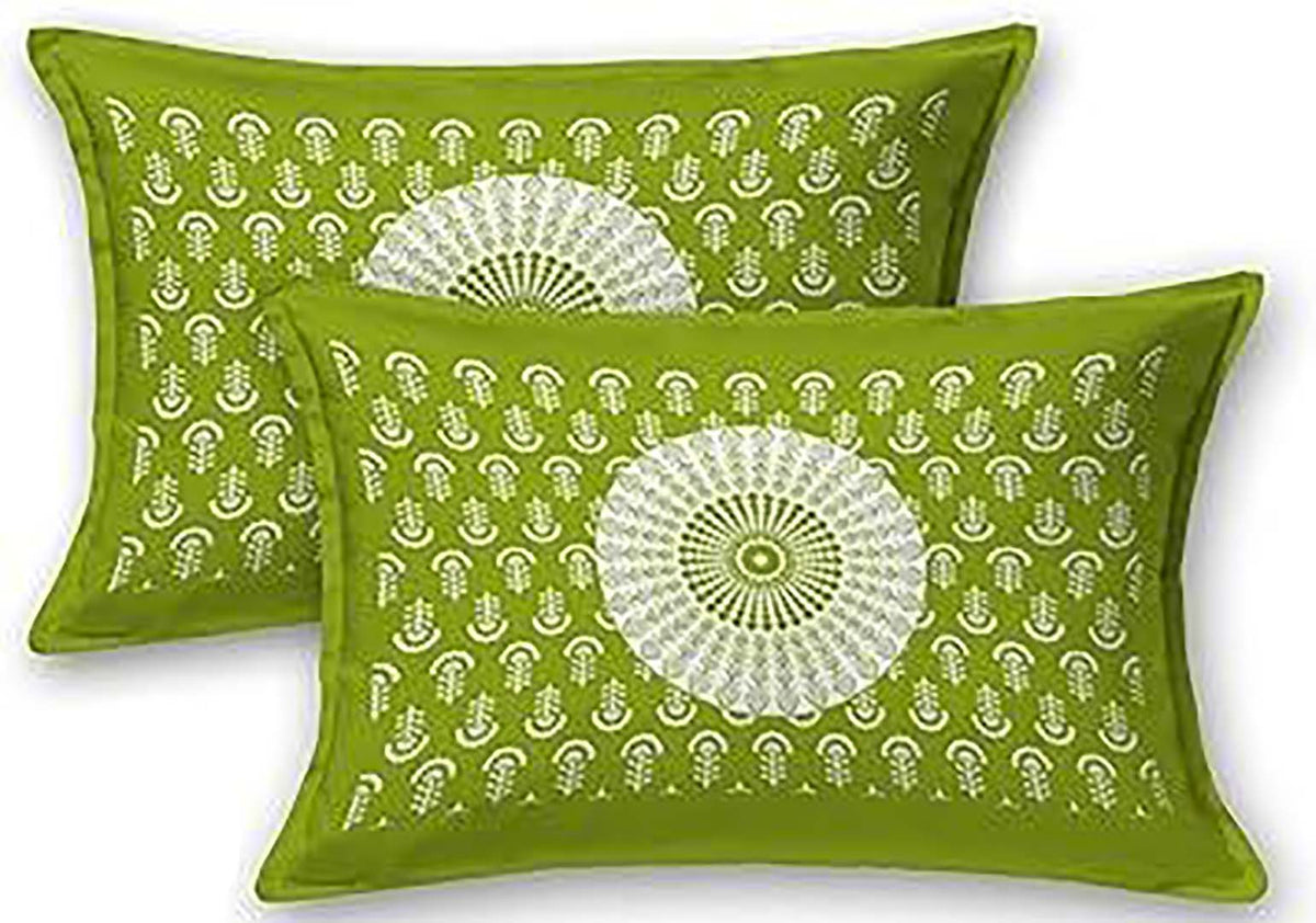 Cotton (90x100 Inch) Double Size Bedsheet With 2 Pillow Cover in Green Color Image 3