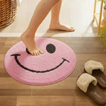 Microfiber Anti-Slip Doormat for Home & Bathroom Entrance Pink round Mat (21x21 Inch) Image 1