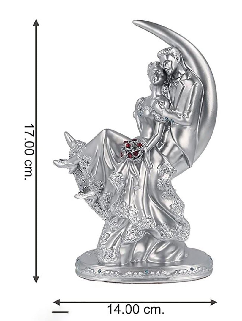 Goldiluxe Romantic Valentine Couple Statue Showpiece For Girlfriend Boyfriend Husband Wife Anniversary Valentines Day Gifts Decorative Showpiece 15 Cm Silver Image 2