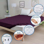 Quilted Fabric (72x78 Inch) Double Size Bedsheet With 2 Pillow Cover in Violet Color Image 2