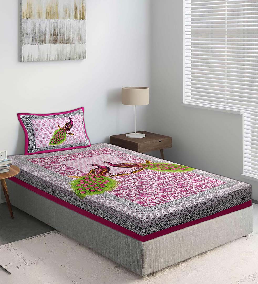 Cotton (90x100 Inch) Double Size Bedsheet With 2 Pillow Cover in Multicolor Image 2