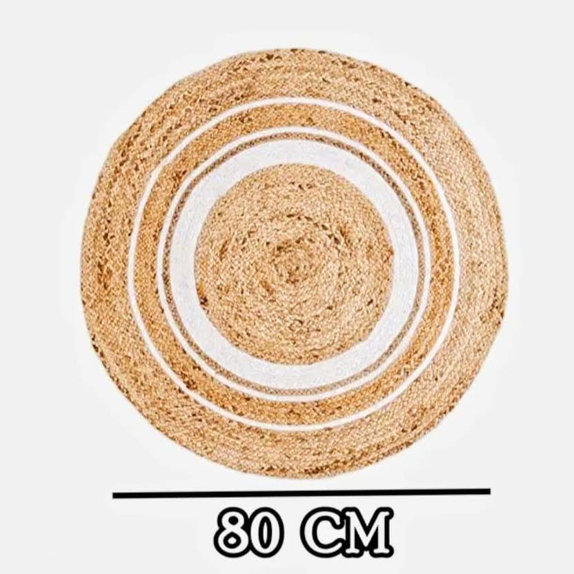 Jute Anti-Slip Doormat for Home & Bathroom Entrance Beige round Mat (80 cm) Image 2