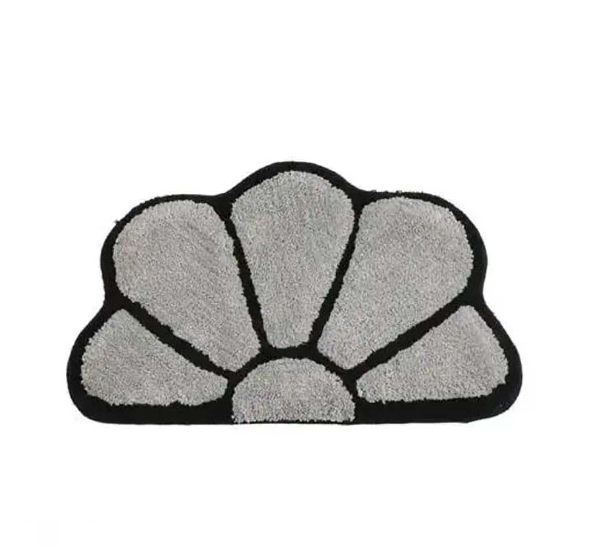 Microfiber Anti-Slip Doormat for Home & Bathroom Entrance Black & White Semi Circle Mat (40x60 cm) Image 3