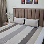 Cotton Blend (95x108 Inch) Double Size Bedsheet With 2 Pillow Cover in Beige Color Image 3