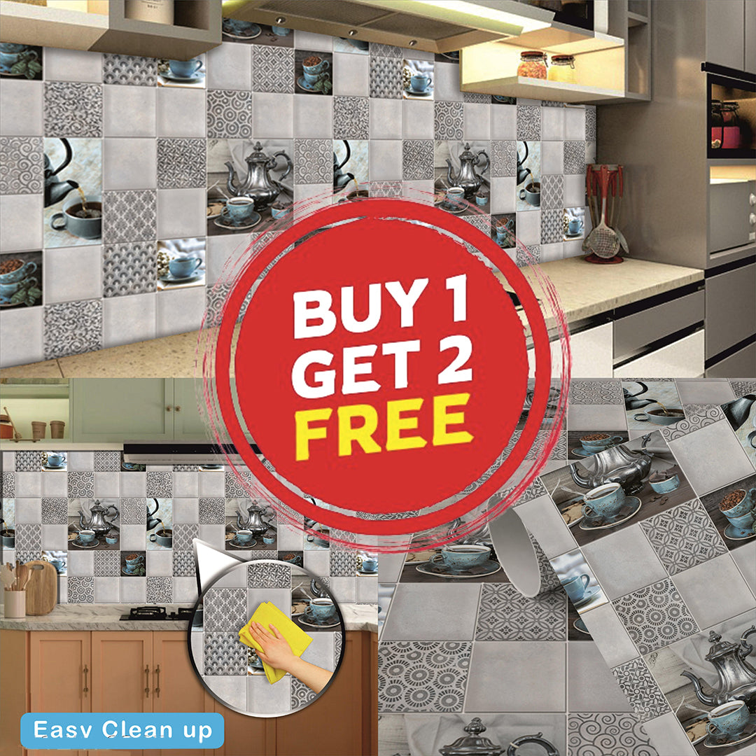 Wallpaper For Kitchen Waterproof Kitchen Wallpapers Oil Proof Kitchen Wallpaper Waterproof Pack Of 3 Roll 40 X 100Cm Kitchen Wallpaper Image 1