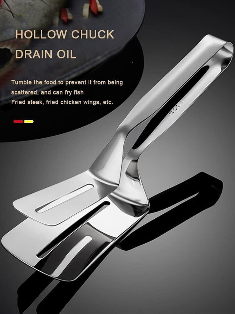 Stainless Steel Cooking Serving Turner Frying Food Tongs Image 4