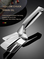 Stainless Steel Cooking Serving Turner Frying Food Tongs Image 4