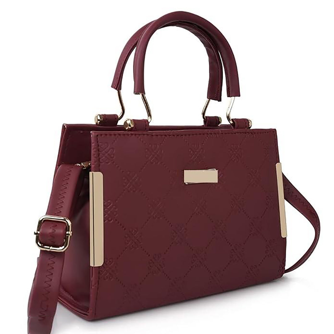 Handbag For Women And Girls Stylish Brown PU Leather Bag Image 1