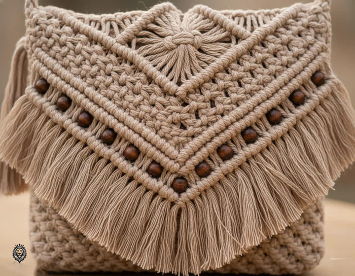 Handbag For Women And Girls Stylish Beige Fabric Bag Image 1