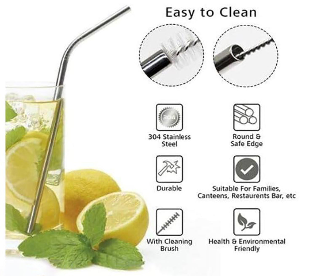 Steel Straws Straw Cleaning Brush Straws For Drinking Juice Metal Straw Image 2