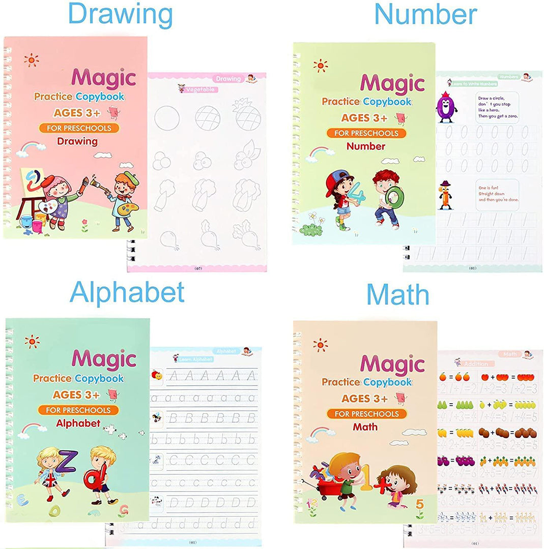 Practice Copybook Number Tracing Book For Preschoolers With Pen Magic Calligraphy Copybook Set Practical Reusable Writing Tool Simple Hand Lettering 4 Book 10 Refill Image 2