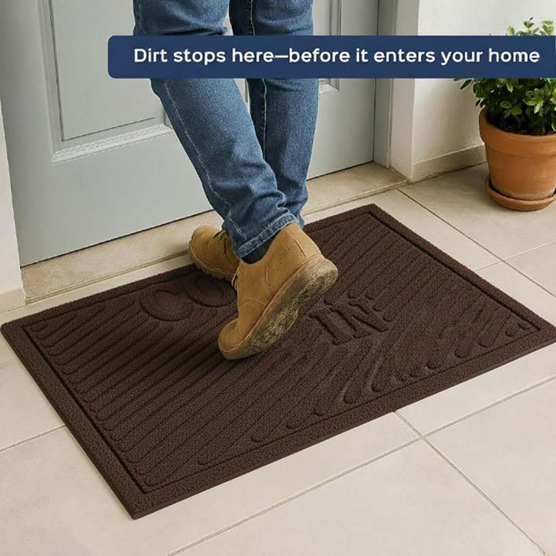 Rubber Anti-Slip Doormat for Home & Bathroom Entrance Brown Rectangular Mat (40x60 cm) Image 3