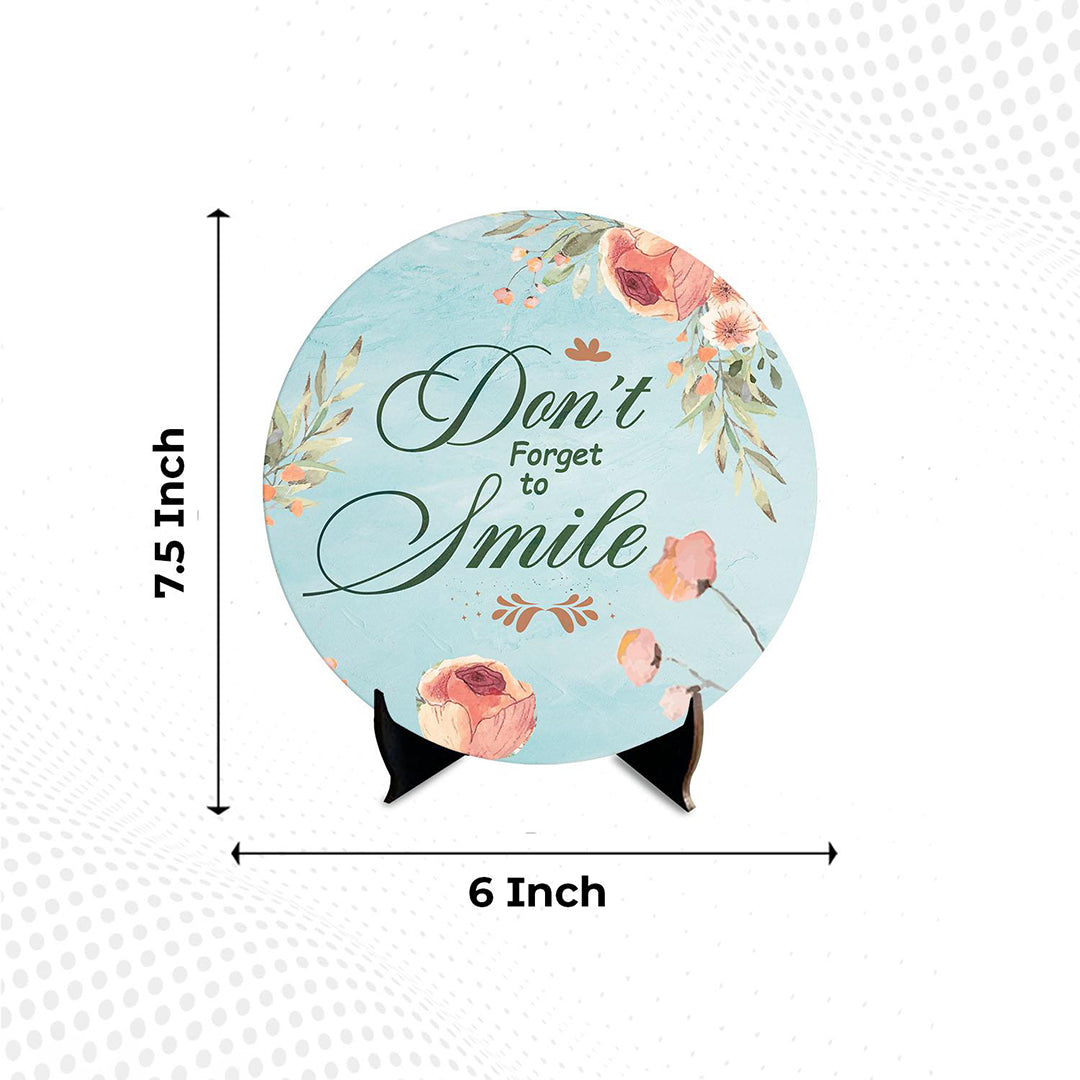 Truefab Wooden Dont Forgot To Smile Table Showpieces Art With Positive Quotes For Office Desk Home Decoration Living Room Modern Art Decorative Gifting Item Sp1202 Image 3
