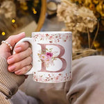 Colorful Floral Alphabet Letter B Printed Coffee Mug For Girls Boys Friends Love Kids Best Gift For Birthday Anniversary Initial Letter B Microwave Safe Ceramic Tea Coffee Mug 350Ml Image 3