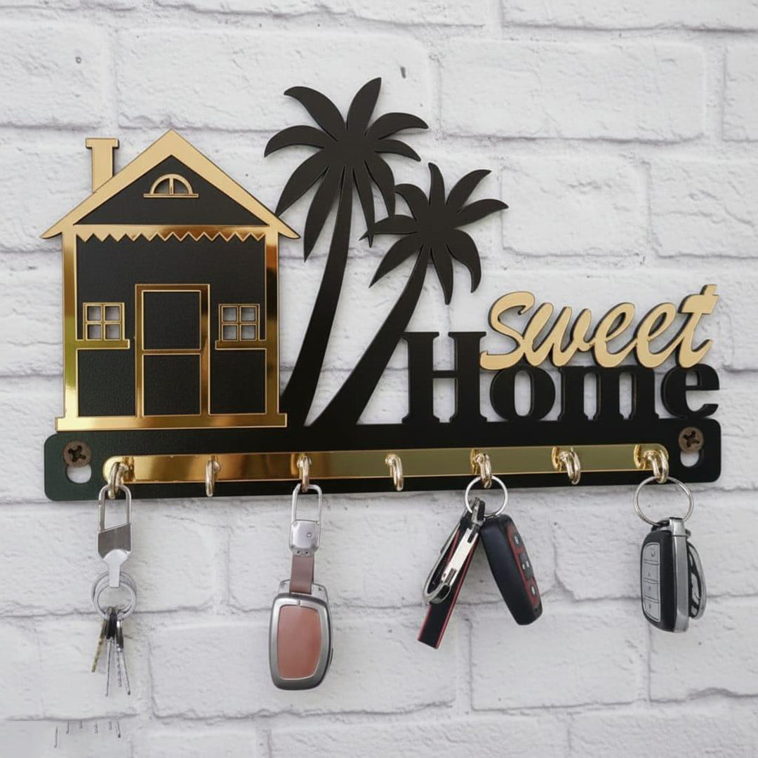 Premium 3D Wooden Key Holder With 6 Stainless Steel Hook For Living Room Wall Decor Image 1