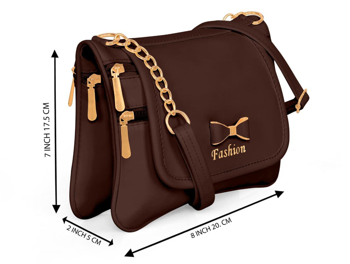 Handbag For Women And Girls Stylish Maroon PU Leather Bag Image 4