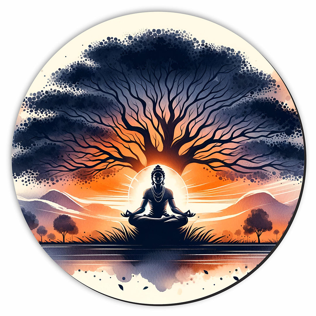 Sdf Meditation Buddha Wooden Wall Hanging Wall Painting For Home Decoration Gift 95 X 95 Inch Pack Of 1 Multi Image 1
