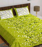 Cotton (90x100 Inch) Double Size Bedsheet With 2 Pillow Cover in Green Color Image 3