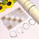 Jewelry Making Kit Simplistic Style Daisy Charms White Polymer Clay Beads Golden Spacer Beads White Glossy Plastic Pearls Alphabet Beads For Making Bracelet Jewelry Accessories Image 4