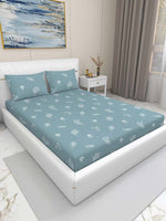 Glace Cotton (78x72 Inch) Double Size Bedsheet With 2 Pillow Cover in Blue Color Image 1