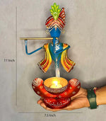 Decorative Ganesh Krishna Diya Stand Artistic Pair For Gift Pooja Image 3