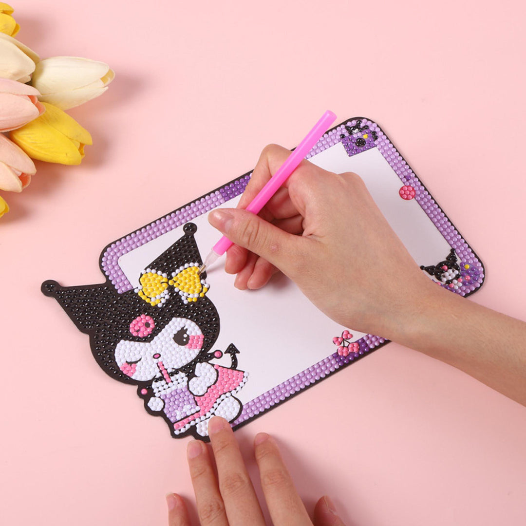 2 Pc Random Cartoon Magnetic Diamond Stone Painting Erasable Graffiti Drawing Board Childrens Early Education Writing Graffiti Board Students Message Writing Board Fridge Magnet Notice Board Image 3
