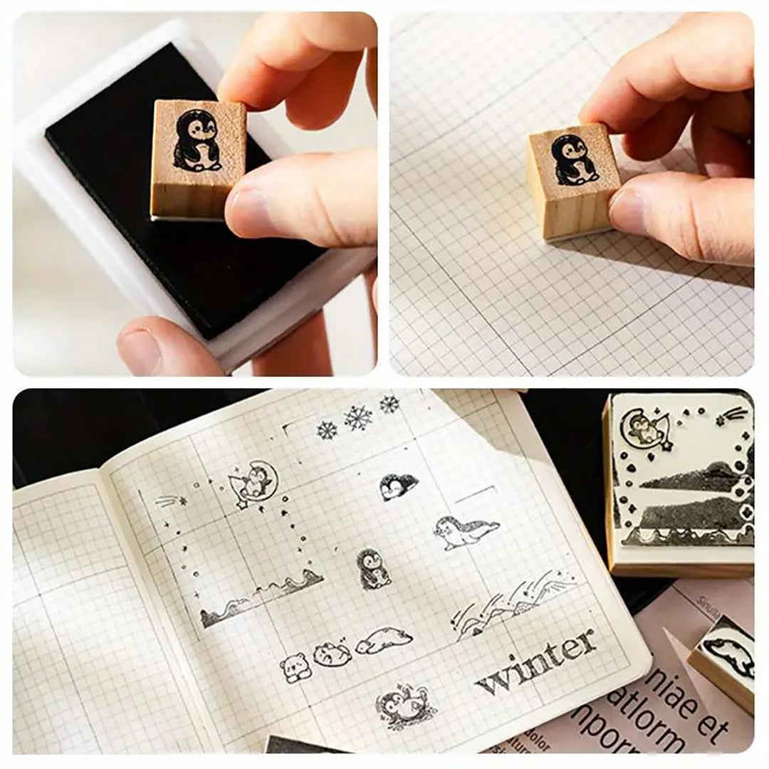 10Pc Cute Wooden Rubber Stamp Set Kawaii Decorative Stamps For Journaling Scrapbooking Diy Crafts Stationery Fun Seal Stamppack Of 10Pc Image 3
