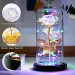 Plastic Preserved Flowers Rose Gift Artificial Flower Light Up Rose Rose In Glass Dome Personalized Gifts For Mom Sisters Friend Women Beans Rose Image 3