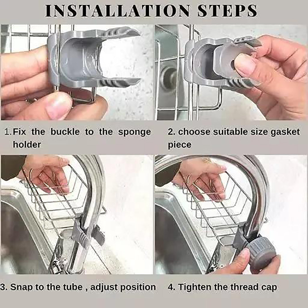 Kitchen Adjustable Sink Faucet Shelf Stainless Steel Drain Rack For Soap Sponge Clip Hanging Holder Dishcloth Towel Rack Silver 15 X 10 5 Cm For Kitchen Bathroom And Home Image 2
