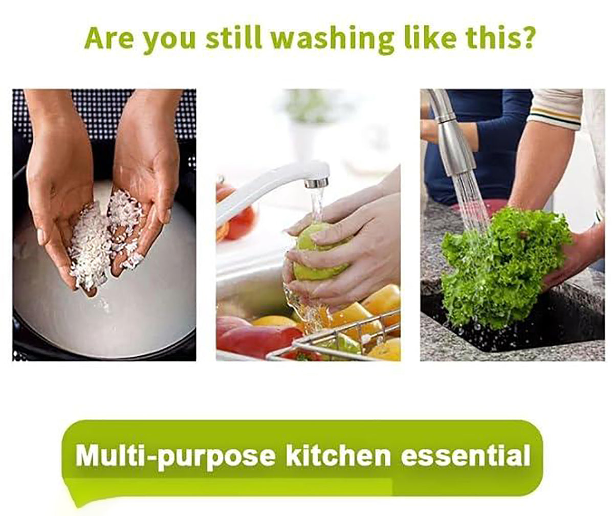 Multipurpose Plastic Rice Wash Bowl With Handle For Rice Vegetable And Fruits Image 3