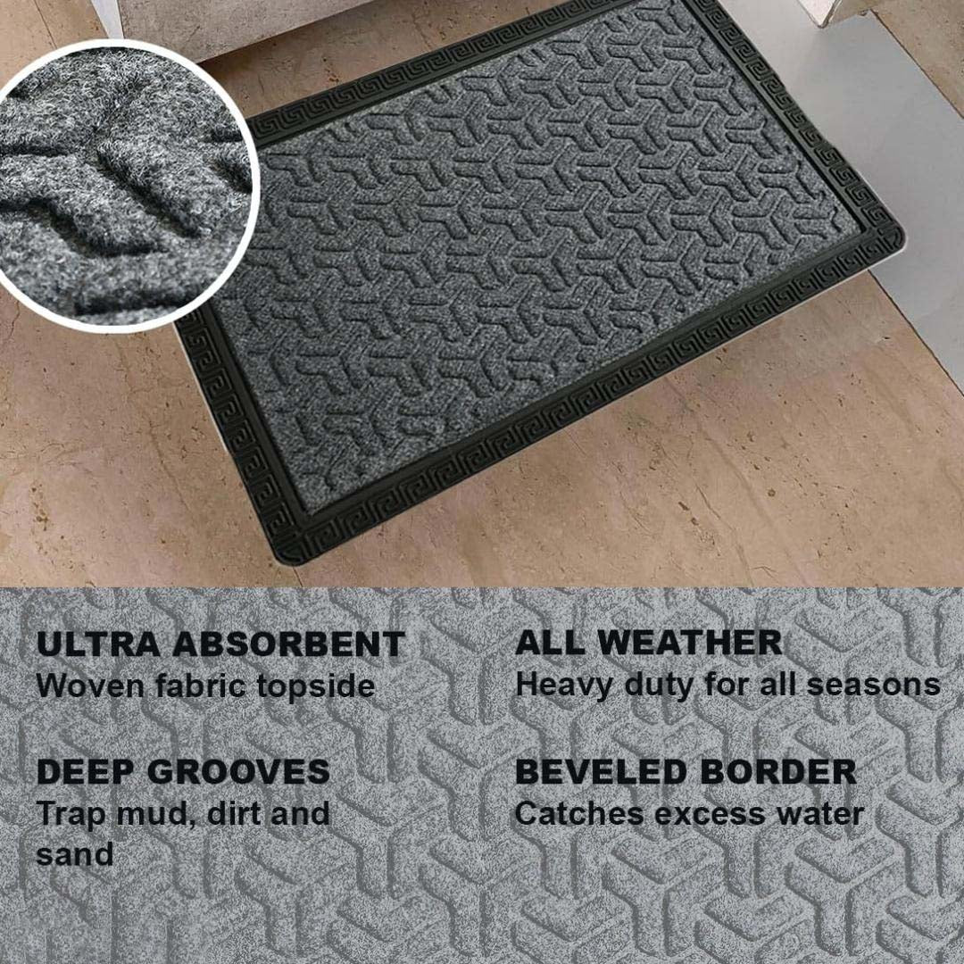 Rubber Anti-Slip Doormat for Home & Bathroom Entrance Grey Rectangular Mat (40x60 cm) Image 4