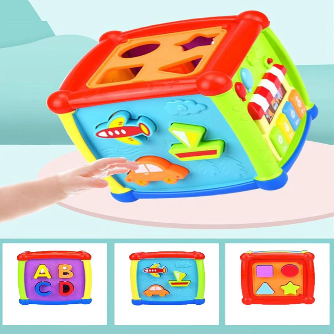 Fancy Cube Preschool Learning Toy Shape Matching Puzzle Cube With Musical Buttons And Alphabet Letters For Toddlers Image 3