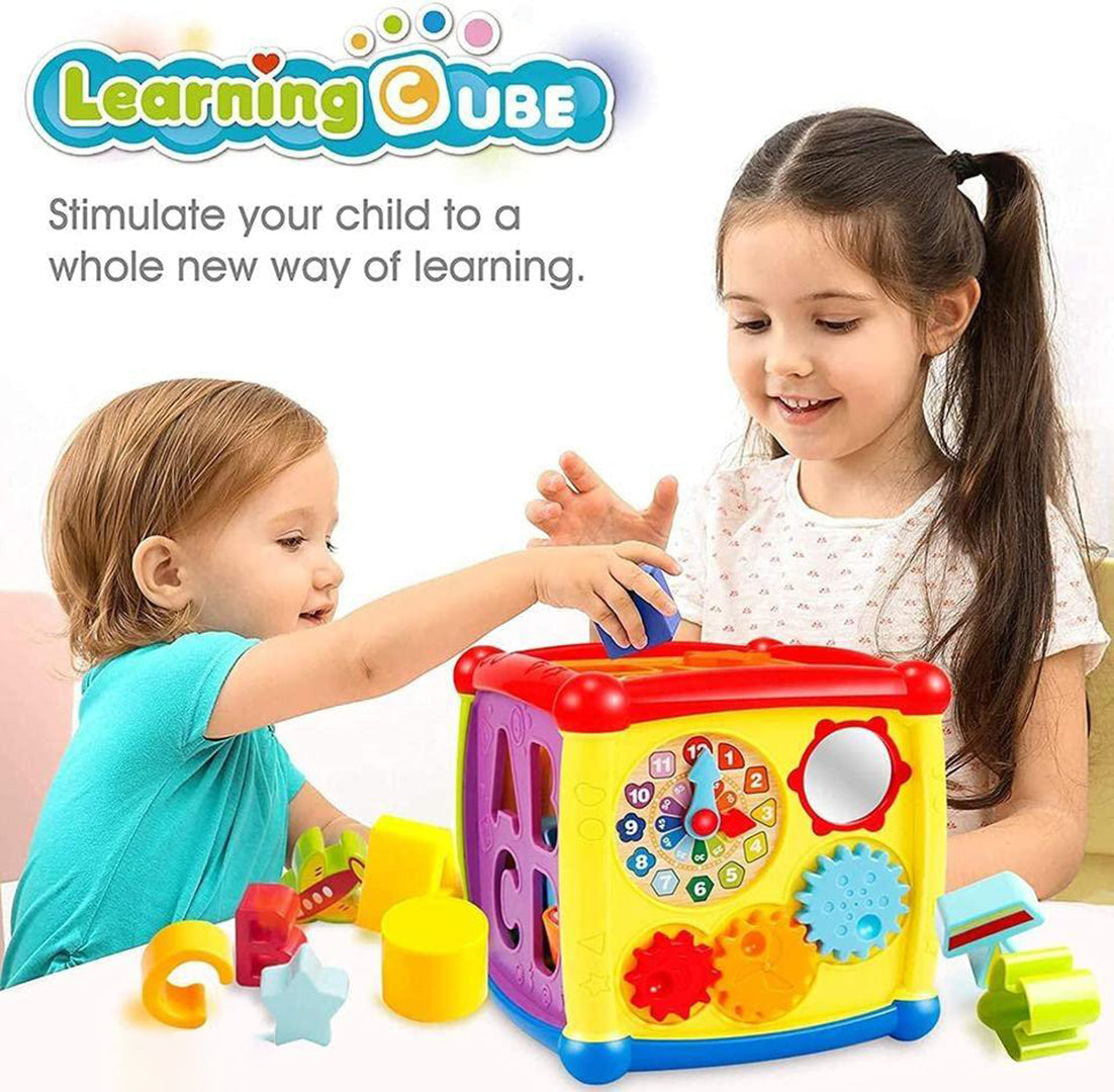 Fancy Cube Preschool Learning Toy Shape Matching Puzzle Cube With Musical Buttons And Alphabet Letters For Toddlers Image 4
