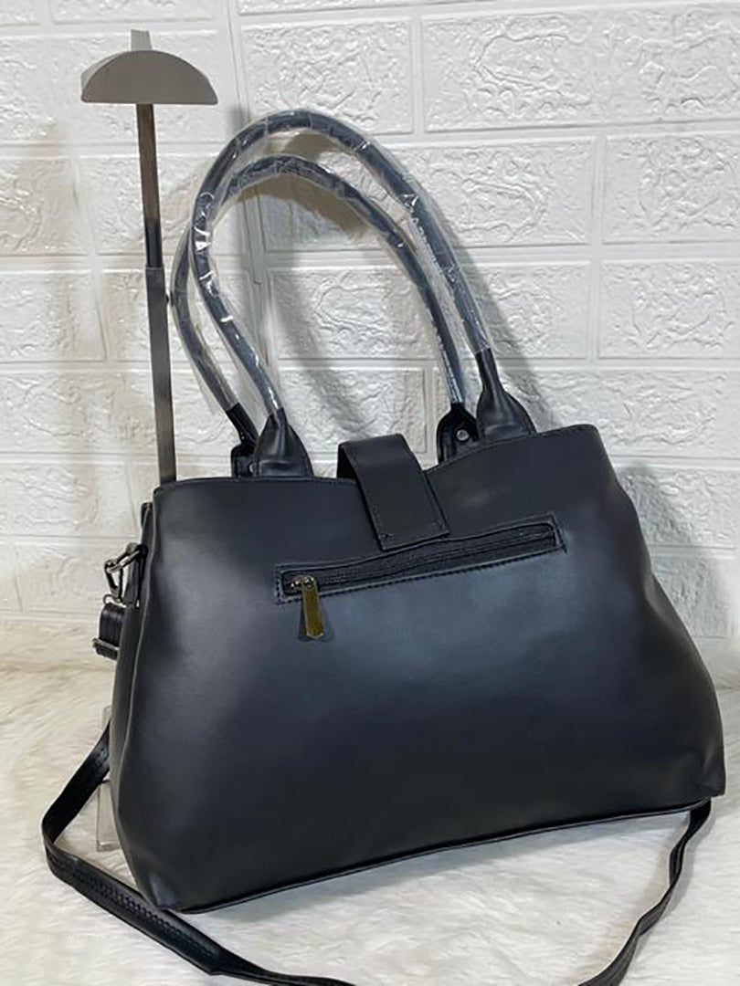 Handbag For Women And Girls Stylish Black PU Leather Bag Image 3