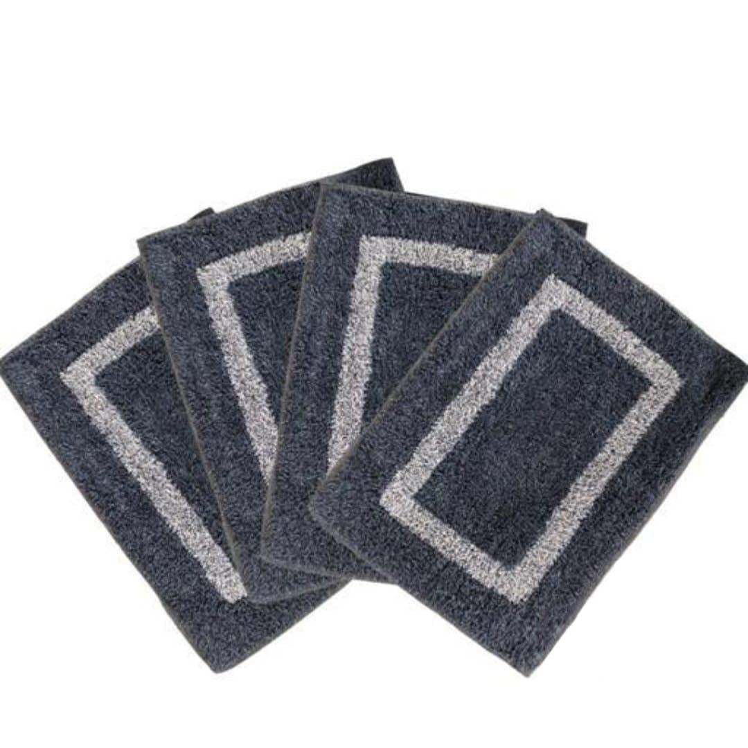 Cotton Anti-Slip Doormat for Home & Bathroom Entrance Grey Rectangular Mat (12x15 Feet) 3 Pcs Image 1