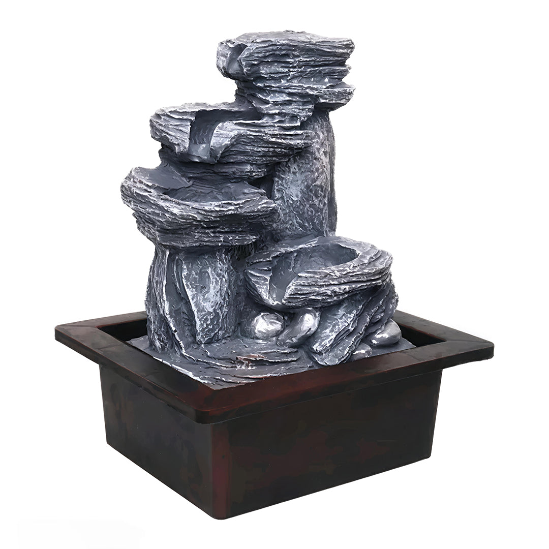 Day Creation Polyresin Tabletop Indoor Waterfall Fountain With Led Light For Home Decor Showpiece Fountain For Living Room Office Housewarming Gift Meditation Zen Water Fountain 213X167X26Cm Image 2
