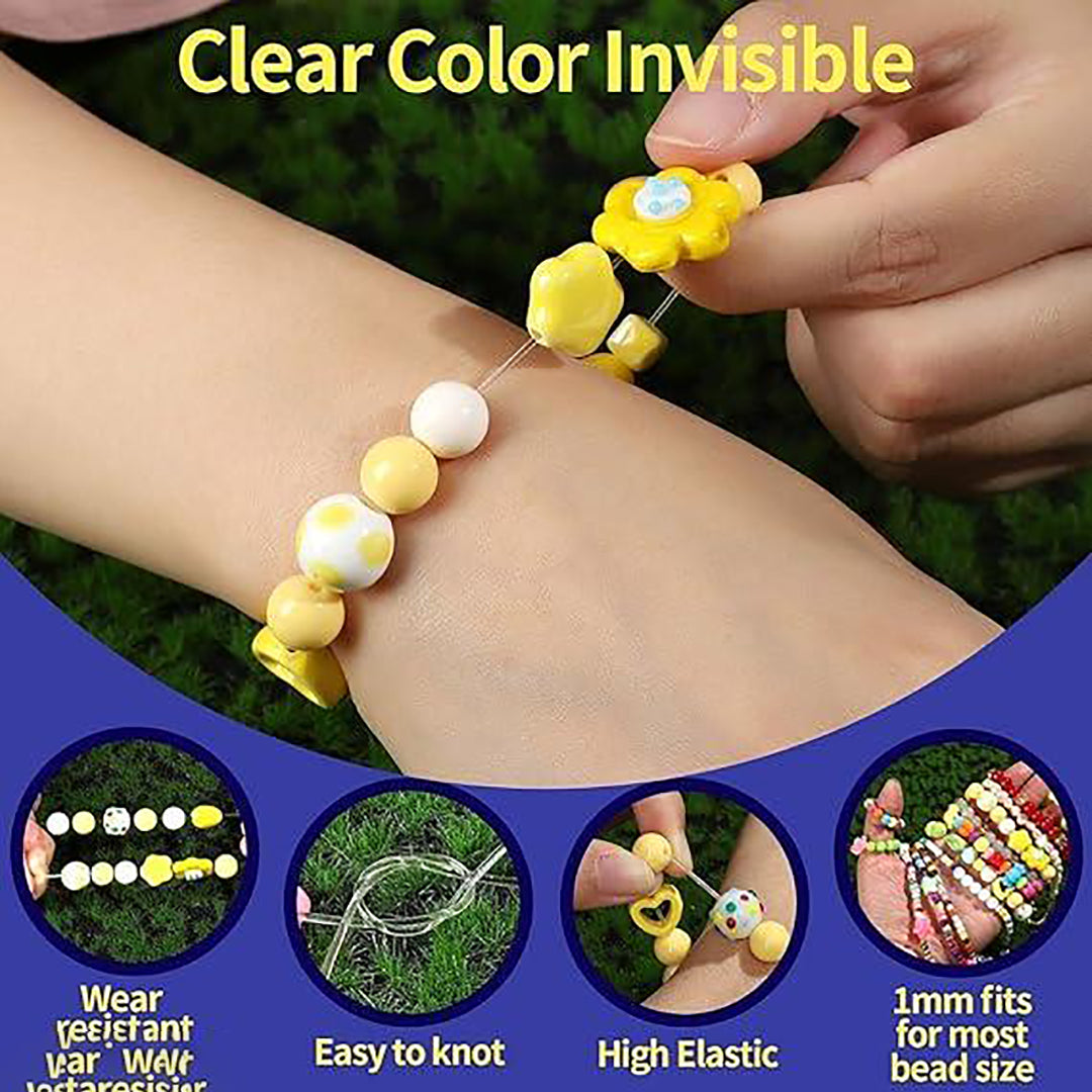 1 Mm 2Pcs Of Transparent Stretchy Elastic Cord Clear Round For Beading Necklaces Bracelet Spool Necklace Jewellry Making And Craft Bracelet Beads Thread Making Wire Roll Pack Of 2 Image 3