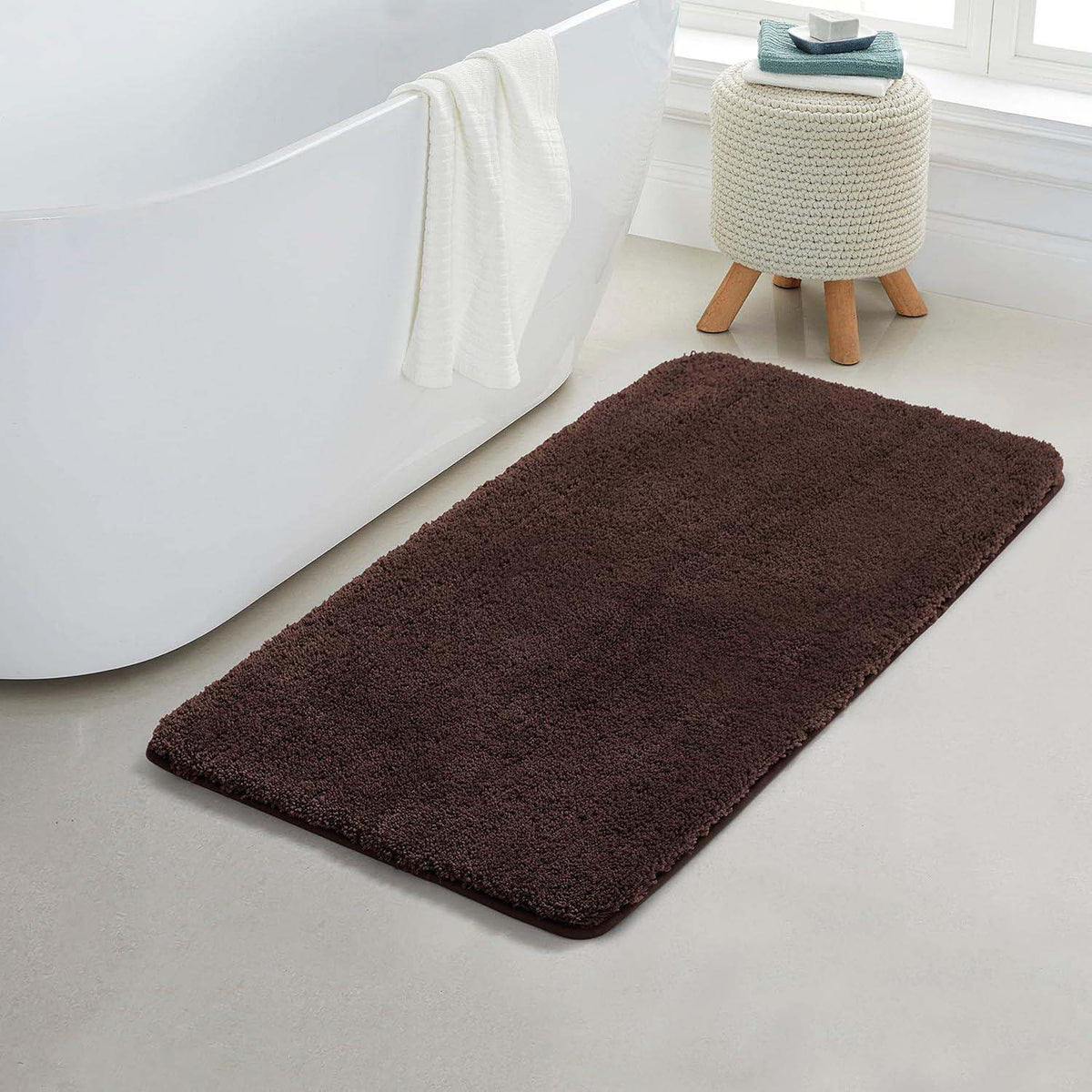 Microfiber Anti-Slip Doormat for Home & Bathroom Entrance Brown rectangular Mat (40x60 cm) Image 1
