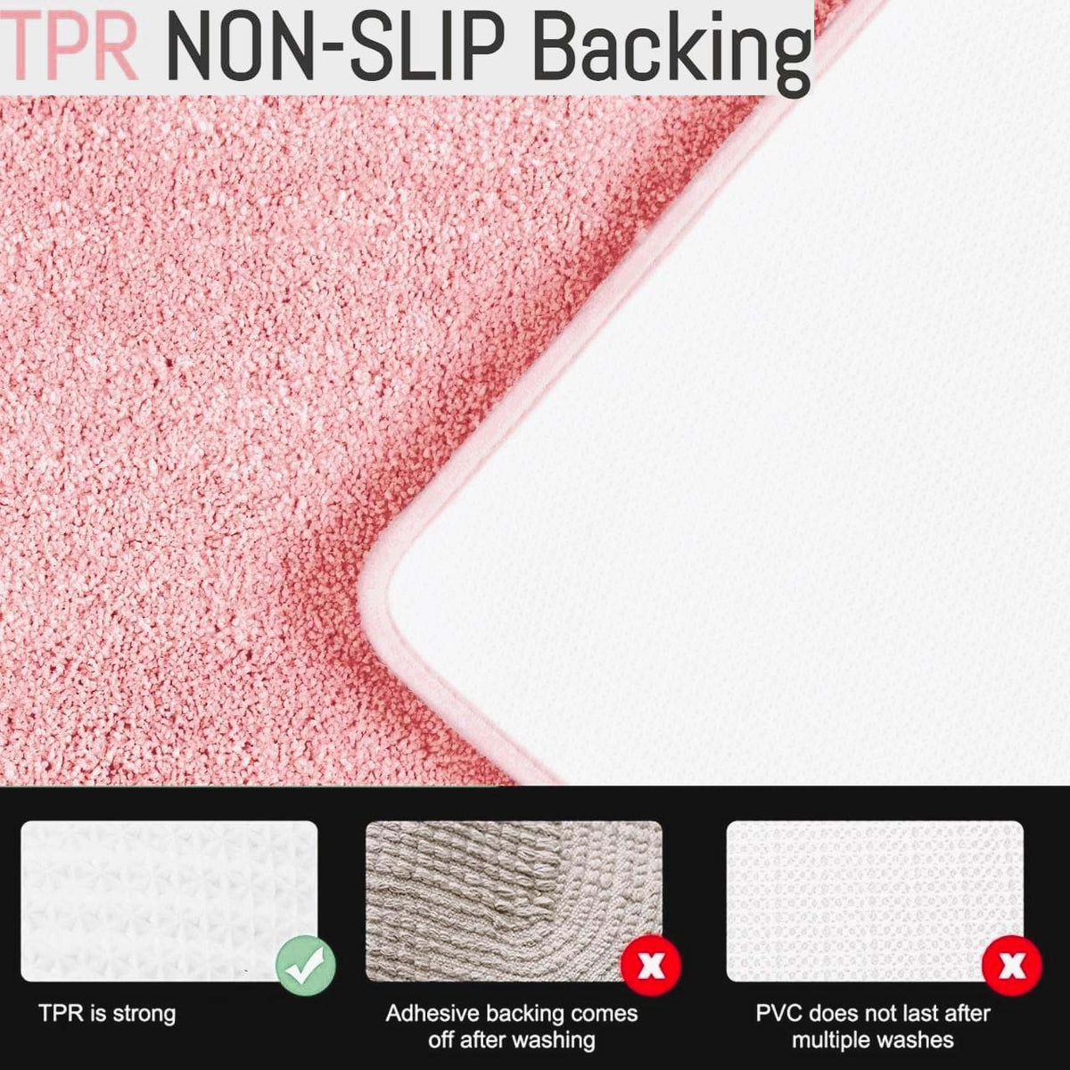 Microfiber Anti-Slip Doormat for Home & Bathroom Entrance Pink Rectangular Mat (40x60 cm) Image 3