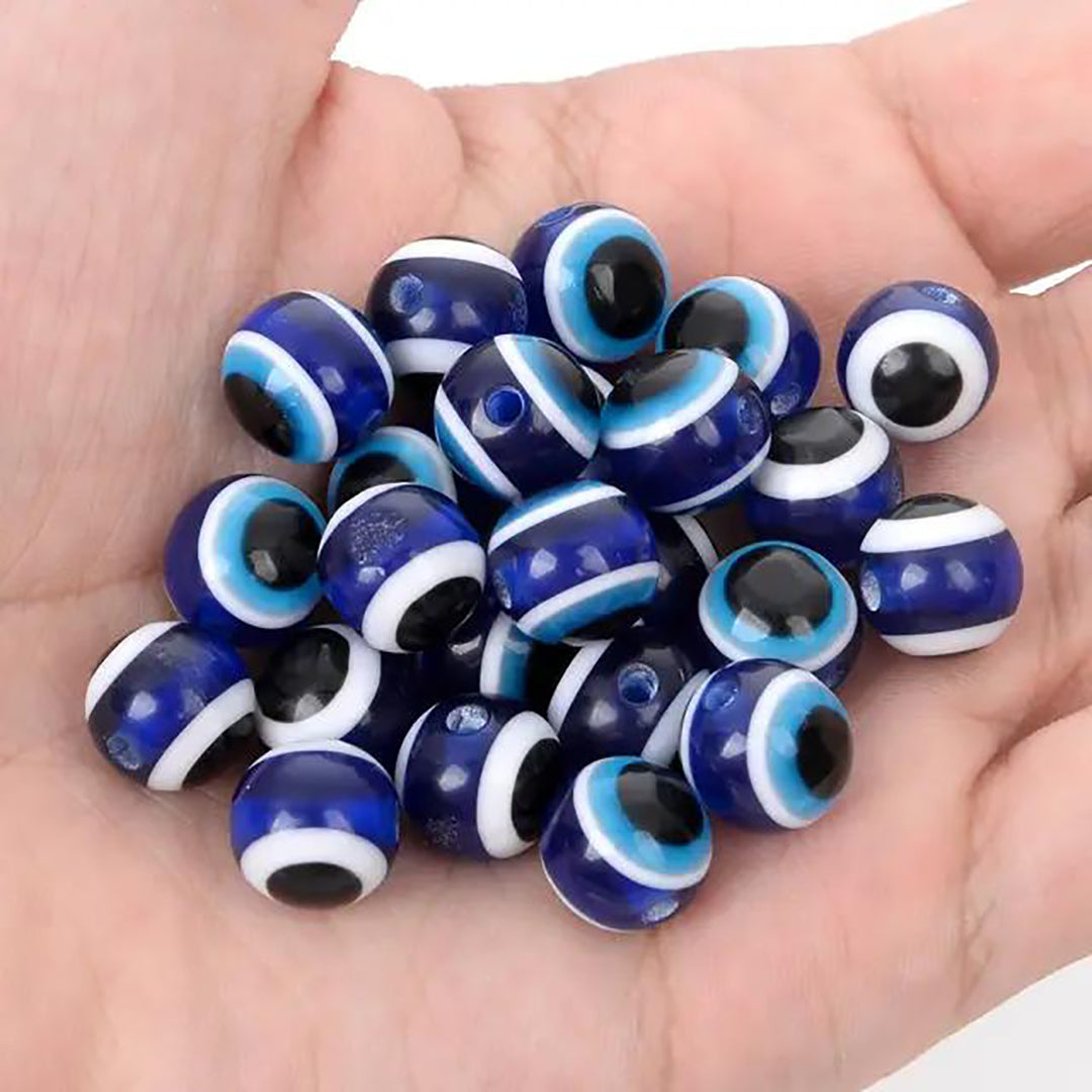 30 Pieces 8Mm Blue Round Resin Turkish Evil Eye Beads For For Jewelry Bracelet Craft Making Image 4