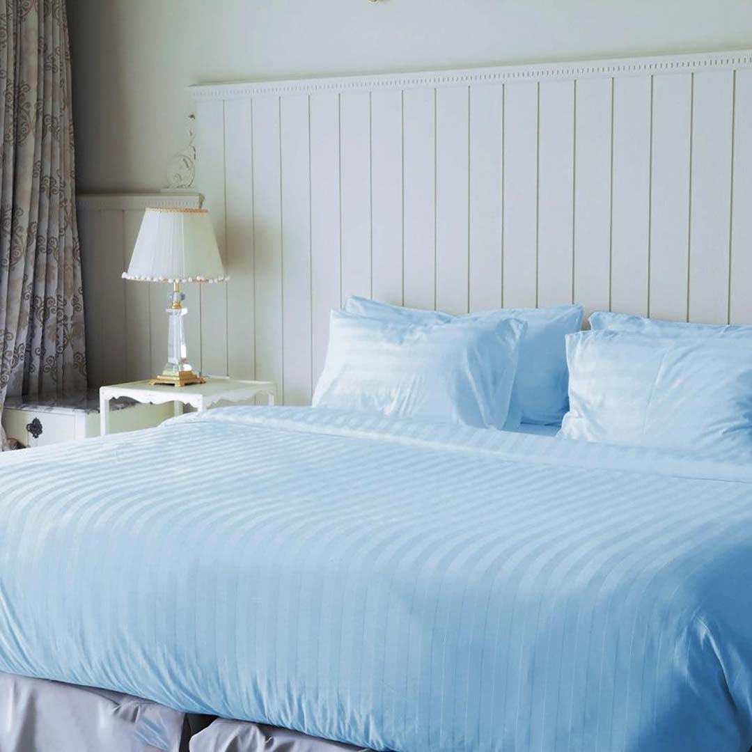 Satin (90x100 Inch) Double Size Bedsheet With 2 Pillow Cover in Blue Color Image 1