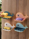 Self Draining Fish Shape Cute Soap Plastic Dish Adhesive Waterproof Wall Mounted Bar Soap Dish Holder Organizer Rack Hanging Bathroom Soap Tray For Bathroom Pack Of 4 Image 1