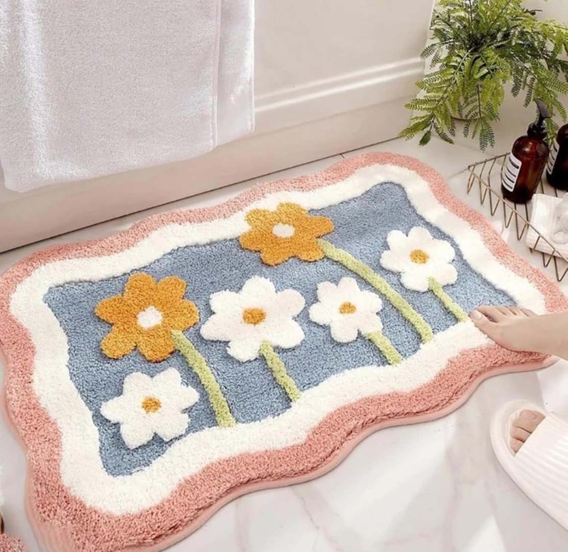 Microfiber Anti-Slip Doormat for Home & Bathroom Entrance Multicolor Rectangular Mat (16x24inch) Image 1