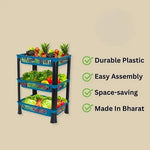 Plastic Vegetable Trolley Rack For Kitchen Storage Vegetable Organizer Vegetable Stand For Kitchen Basket Storage Racks 3 Layerblue Image 3