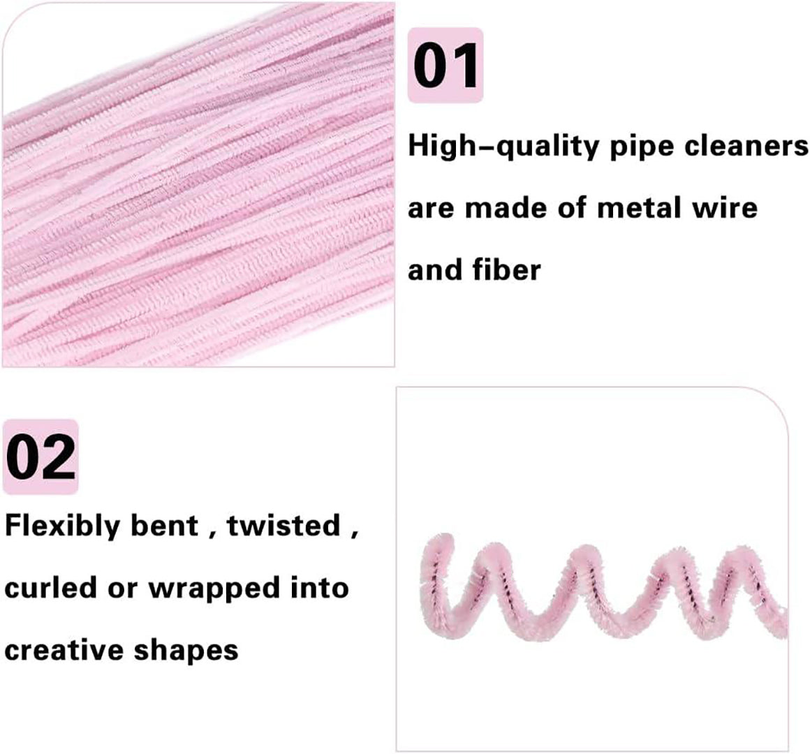 100Pcs Light Pink Color Pipe Cleaners Pipe Cleaners Craft Creative Diy Bouquet Flowers Home Decorations Making Image 3