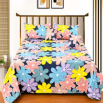 Quilted Fabric (90x100 Inch) Double Size Bedsheet With 2 Pillow Cover in Multicolor Image 2