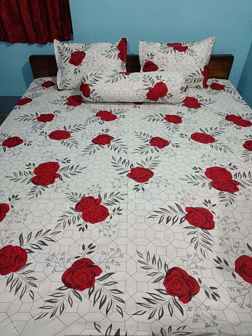 Cotton (90x100 Inch) Double Size Bedsheet With 2 Pillow Cover in Multicolor Image 2